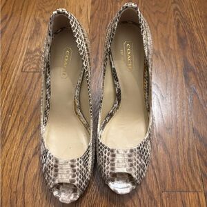 Coach Women's Beige Snakeskin Heels